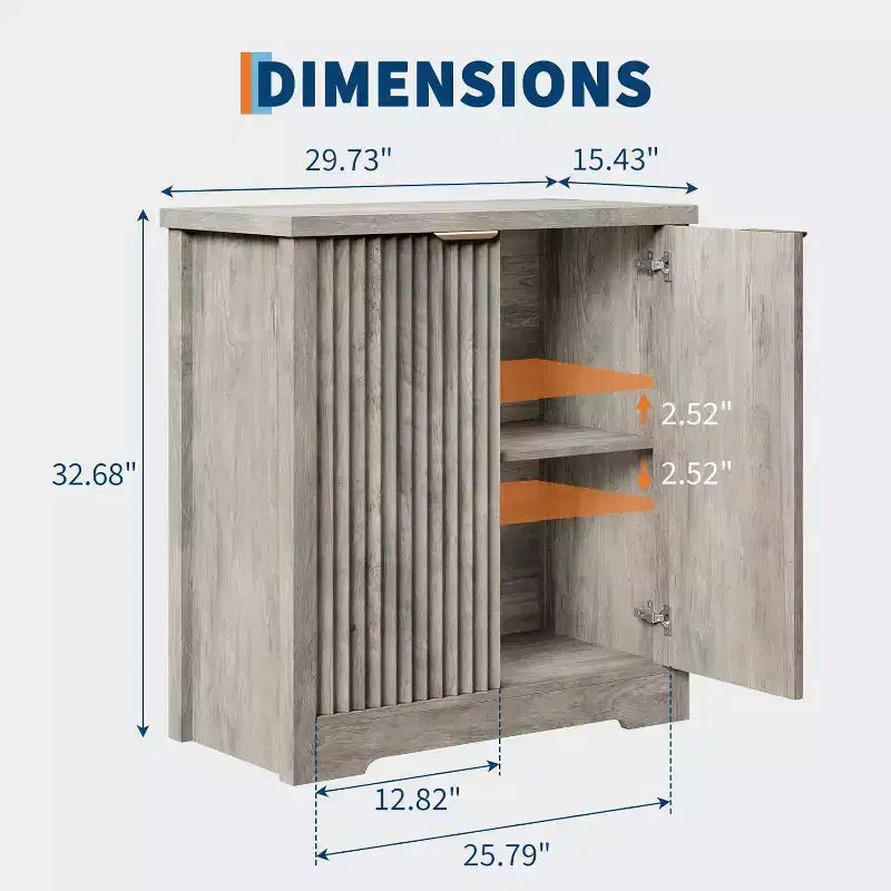 Bahut cannelé avec rangement - 2 portes, étagère réglable et plateau spacieux - Console moderne en bois pour plusieurs pièces