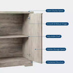 Bahut cannelé avec rangement - 2 portes, étagère réglable et plateau spacieux - Console moderne en bois pour plusieurs pièces
