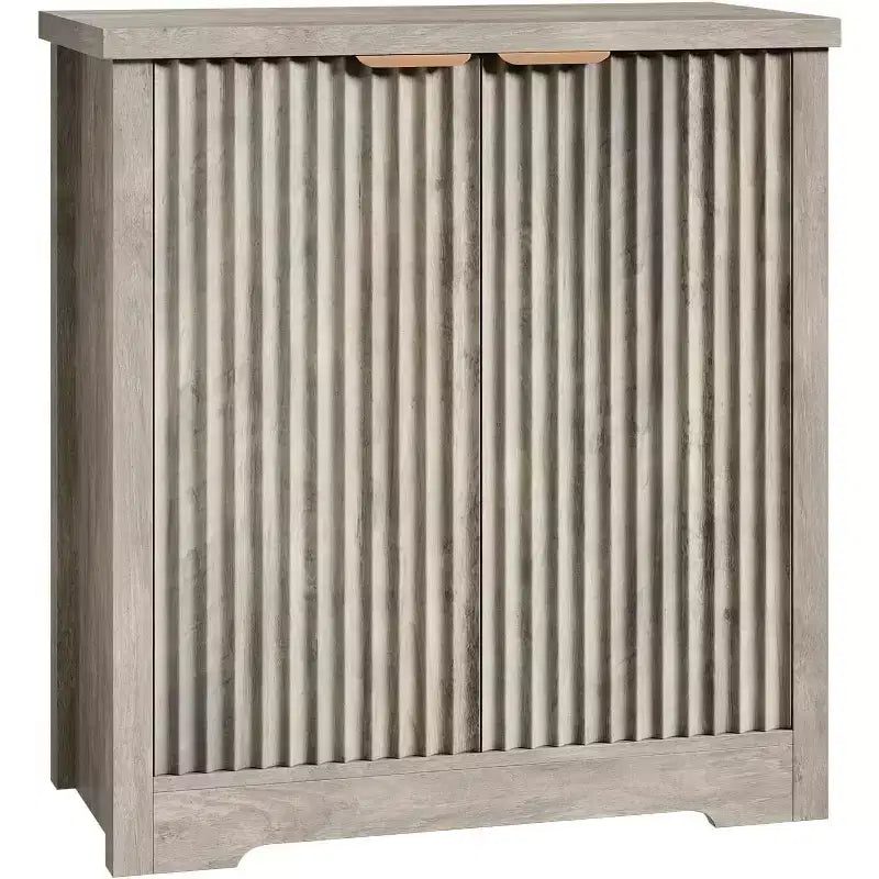 Bahut cannelé avec rangement - 2 portes, étagère réglable et plateau spacieux - Console moderne en bois pour plusieurs pièces