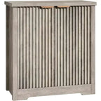 Bahut cannelé avec rangement - 2 portes, étagère réglable et plateau spacieux - Console moderne en bois pour plusieurs pièces