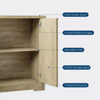 Bahut cannelé avec rangement - 2 portes, étagère réglable et plateau spacieux - Console moderne en bois pour plusieurs pièces
