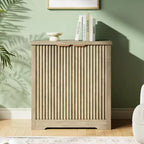 Bahut cannelé avec rangement - 2 portes, étagère réglable et plateau spacieux - Console moderne en bois pour plusieurs pièces