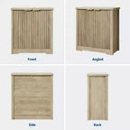 Bahut cannelé avec rangement - 2 portes, étagère réglable et plateau spacieux - Console moderne en bois pour plusieurs pièces