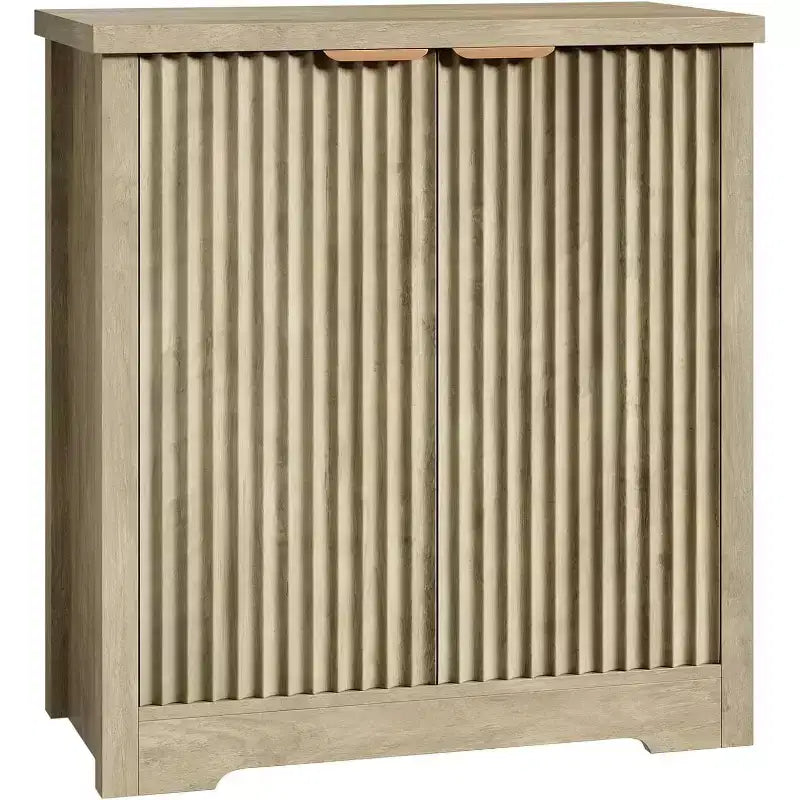 Bahut cannelé avec rangement - 2 portes, étagère réglable et plateau spacieux - Console moderne en bois pour plusieurs pièces