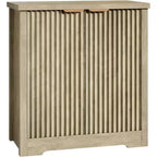 Bahut cannelé avec rangement - 2 portes, étagère réglable et plateau spacieux - Console moderne en bois pour plusieurs pièces