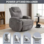 Fauteuil inclinable électrique en velours côtelé avec inclinaison à 155°, massage, chauffage, deux porte-gobelets et aide à la levée, fauteuil confortable ergonomique pour personnes âgées