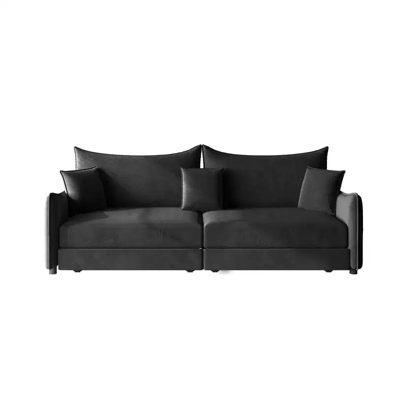 Canapé 3 places moderne en velours Whisen 81.9, Canapé-lit escamotable King Size, Canapé-lit convertible 3-en-1 avec 3 oreillers