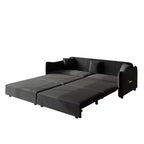 Canapé 3 places moderne en velours Whisen 81.9, Canapé-lit escamotable King Size, Canapé-lit convertible 3-en-1 avec 3 oreillers