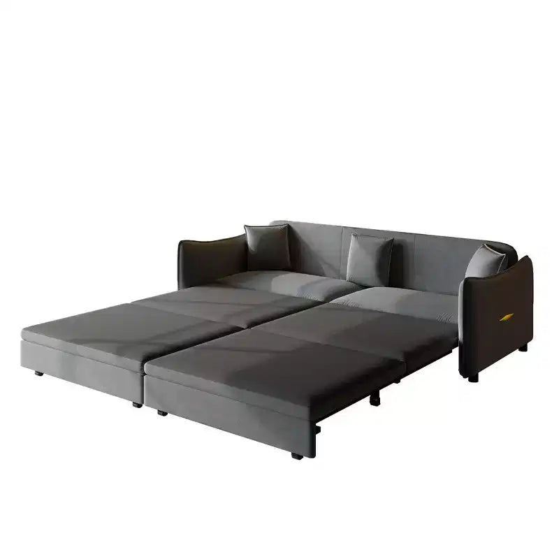 Canapé 3 places moderne en velours Whisen 81.9, Canapé-lit escamotable King Size, Canapé-lit convertible 3-en-1 avec 3 oreillers