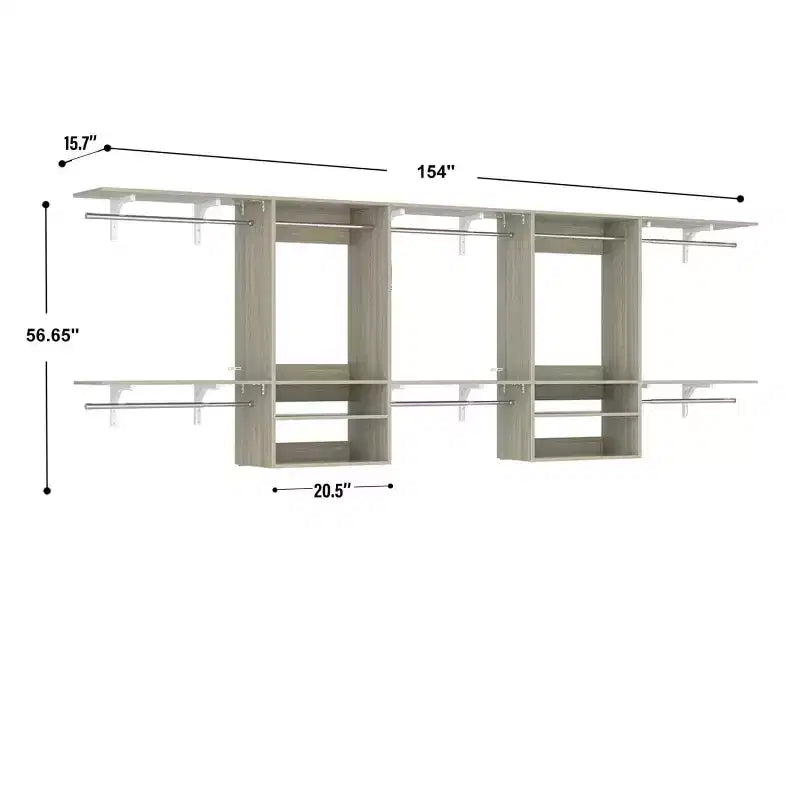 Système d'organisation de placard mural Besiost avec tringles extensibles