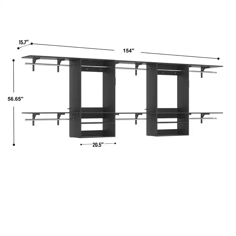 Système d'organisation de placard mural Besiost avec tringles extensibles