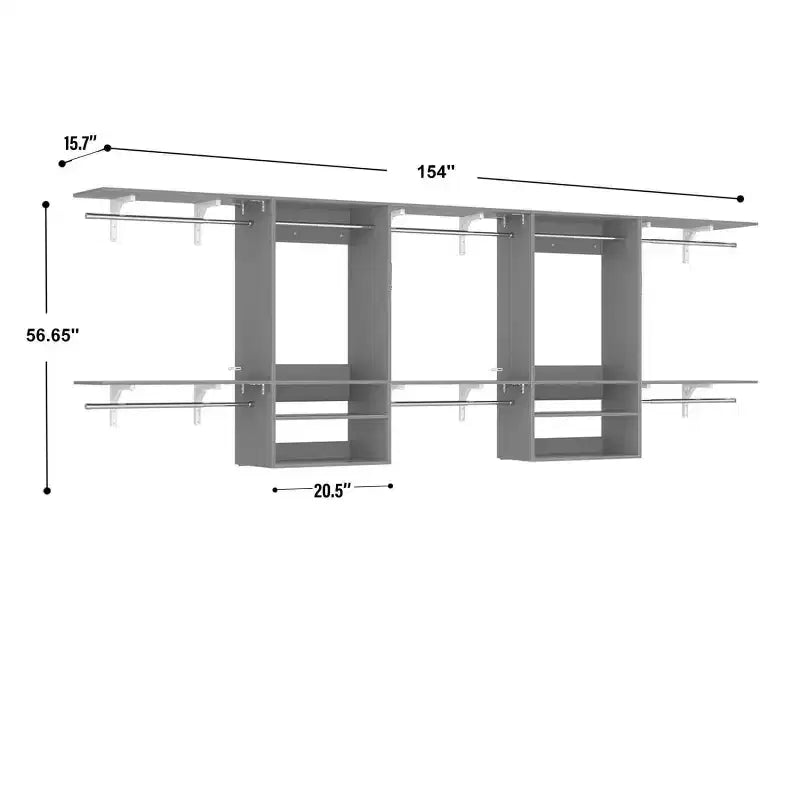 Système d'organisation de placard mural Besiost avec tringles extensibles