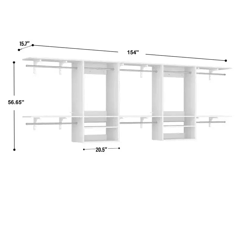 Système d'organisation de placard mural Besiost avec tringles extensibles