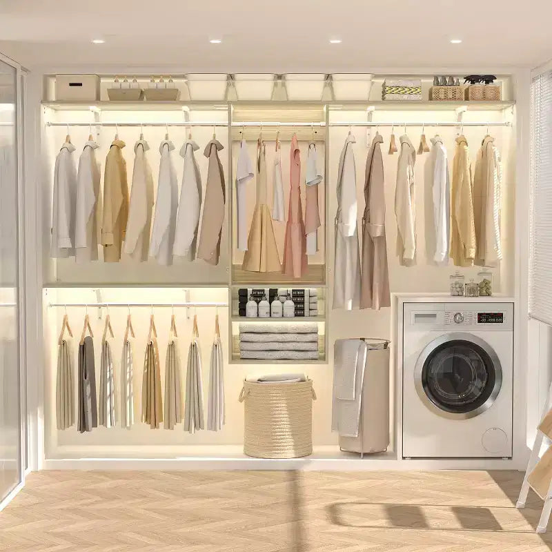 Besiost Closet Organizer System Wall-mounted with Extendable Hanging Rods