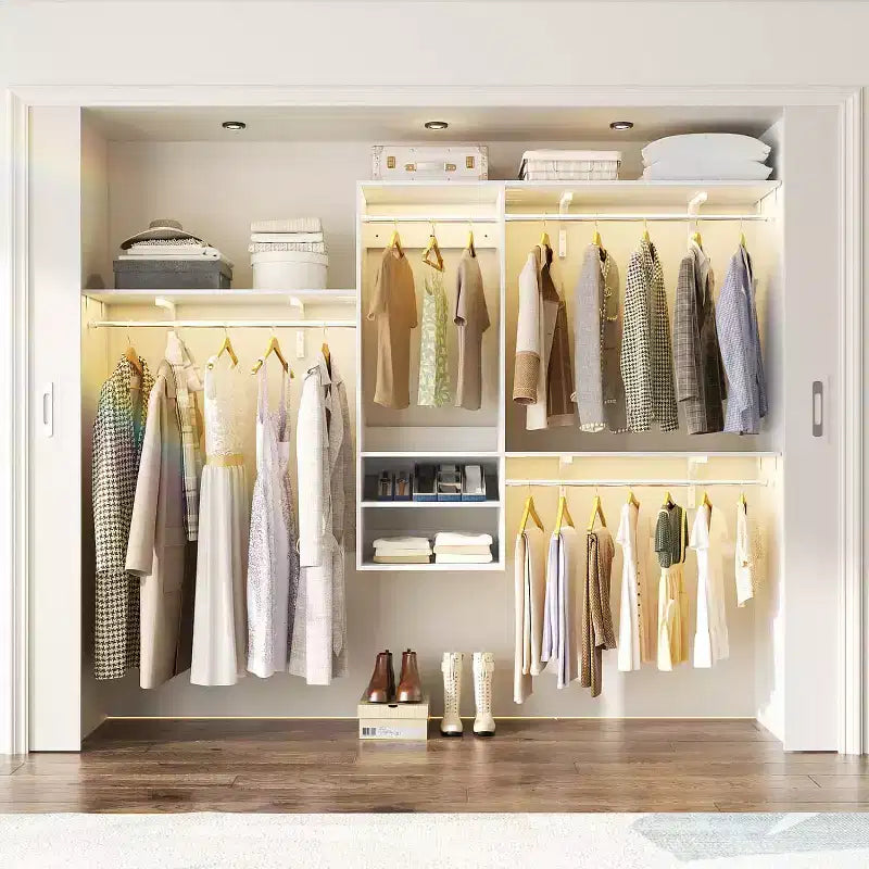 Système d'organisation de placard mural Besiost avec tringles extensibles