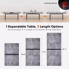 Heynemo Ensemble de salle à manger avec table extensible pour 4 à 10 personnes, table de salle à manger extérieure en aluminium, table de terrasse rectangulaire en métal avec trou pour parasol, gris