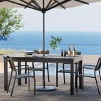 Heynemo Ensemble de salle à manger avec table extensible pour 4 à 10 personnes, table de salle à manger extérieure en aluminium, table de terrasse rectangulaire en métal avec trou pour parasol, gris