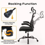 Chaise de bureau ergonomique, chaise de bureau à dossier haut avec hauteur réglable et accoudoirs relevables, chaise de jeu confortable en maille pour le bureau à domicile