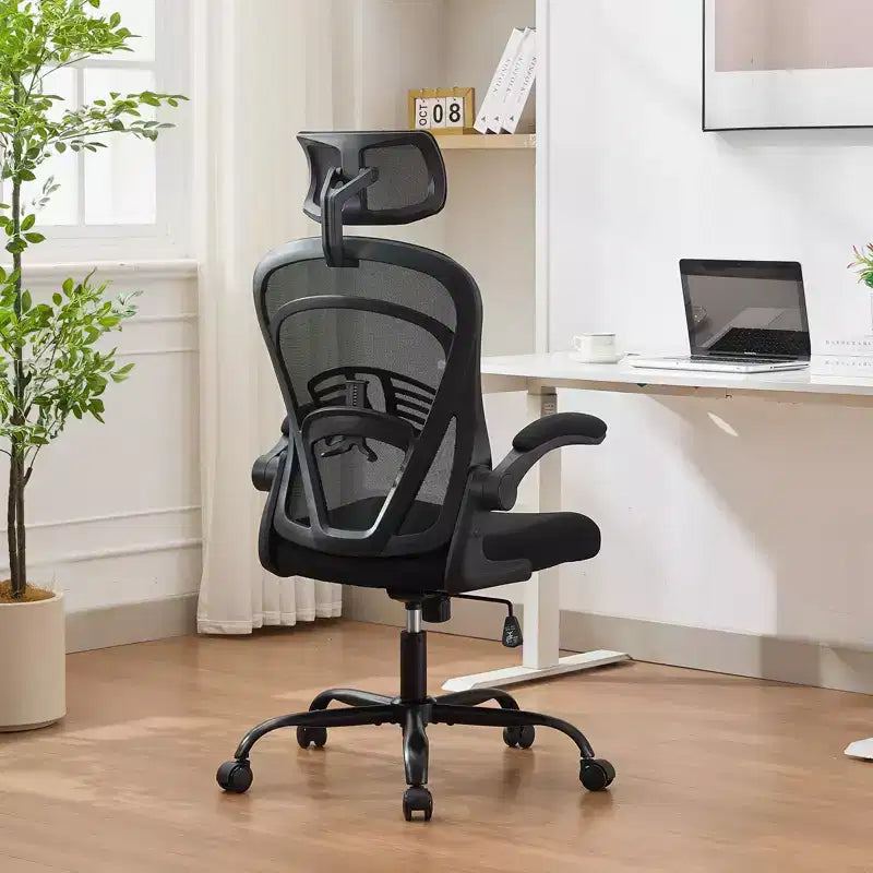 Chaise de bureau ergonomique, chaise de bureau à dossier haut avec hauteur réglable et accoudoirs relevables, chaise de jeu confortable en maille pour le bureau à domicile