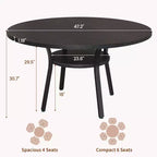 Table à manger ronde pour 4-6 personnes, table de cuisine de 119,4 cm avec rangement, table de dîner circulaire en bois avec pieds en métal, tables de salle à manger modernes