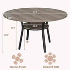 Table à manger ronde pour 4-6 personnes, table de cuisine de 119,4 cm avec rangement, table de dîner circulaire en bois avec pieds en métal, tables de salle à manger modernes