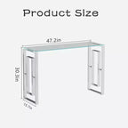 MAYEERTY Console moderne, Table en verre transparent avec pieds en acier inoxydable pour salon, bureau, argent