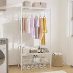 Portant à vêtements 3 niveaux avec étagères, Portants portables autoportants avec tringle à suspendre, Portant à vêtements réglable peu encombrant pour chambre à coucher
