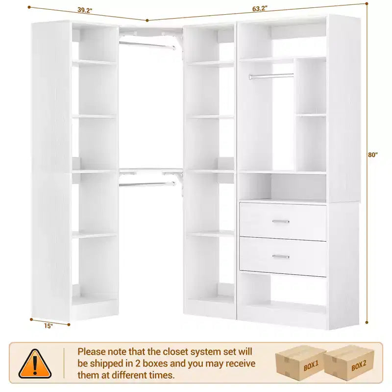 Système d'organisation de placard d'angle Besiost avec 2 tiroirs