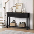 Coolmee 43.3 Old-Fashioned Console Table C Slim Vintage Entryway Sofa Table in Warm Wood Finish with 2 Drawers for Living Room & Hallway - Black
