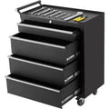 Tool Box, 4-Drawer Rolling Tool Chest Locking System, Lockable Wheels & Sliding Drawers, for Garage Workshop Warehouse Repair Shop (Black)