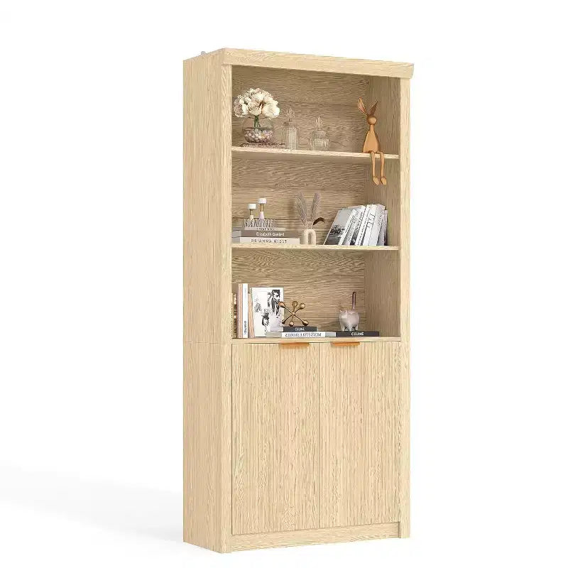 Grande étagère et bibliothèque, bibliothèque de 80 cm de large avec tiroir et portes, bibliothèque de ferme avec rangement, meuble en bois avec 5 étagères d'exposition