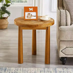 EHMKNP Mid-Century Modern Round Solid Wood End Table