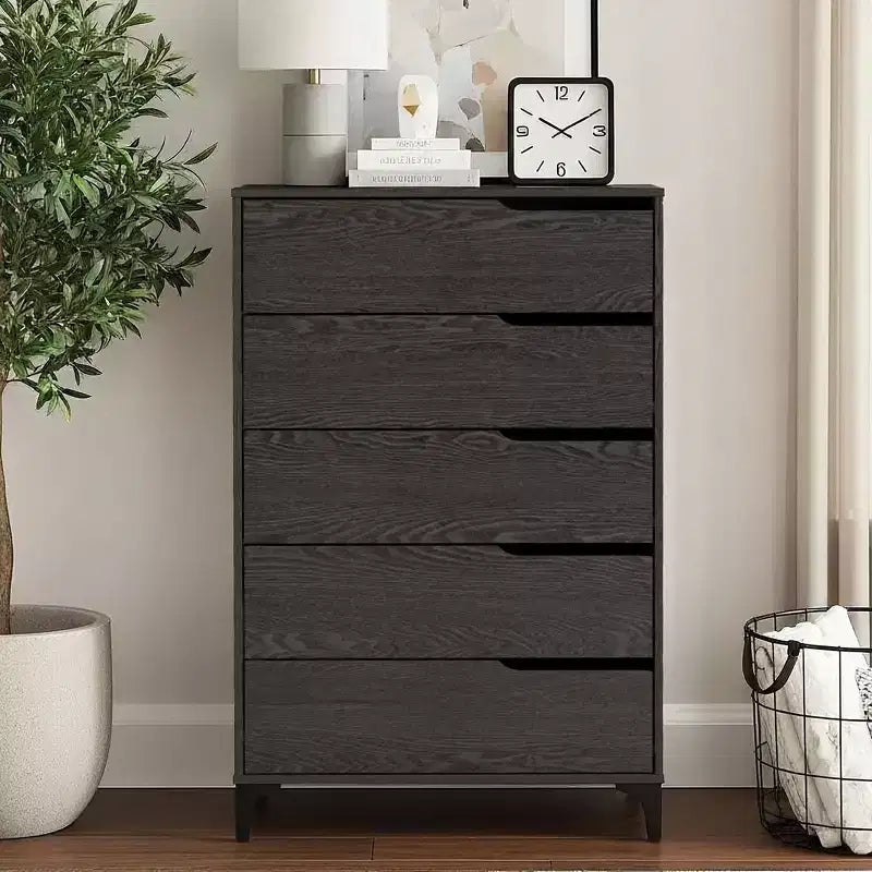 Commode 5 tiroirs Galano avec glissières métalliques 30,7 L 15,6 P 46,4 H