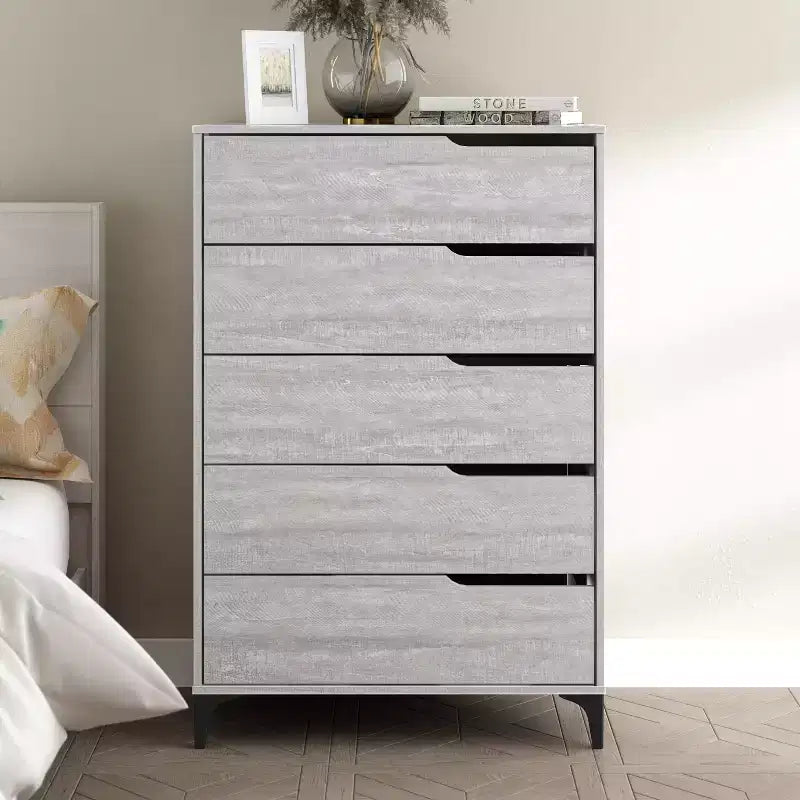 Commode 5 tiroirs Galano avec glissières métalliques 30,7 L 15,6 P 46,4 H