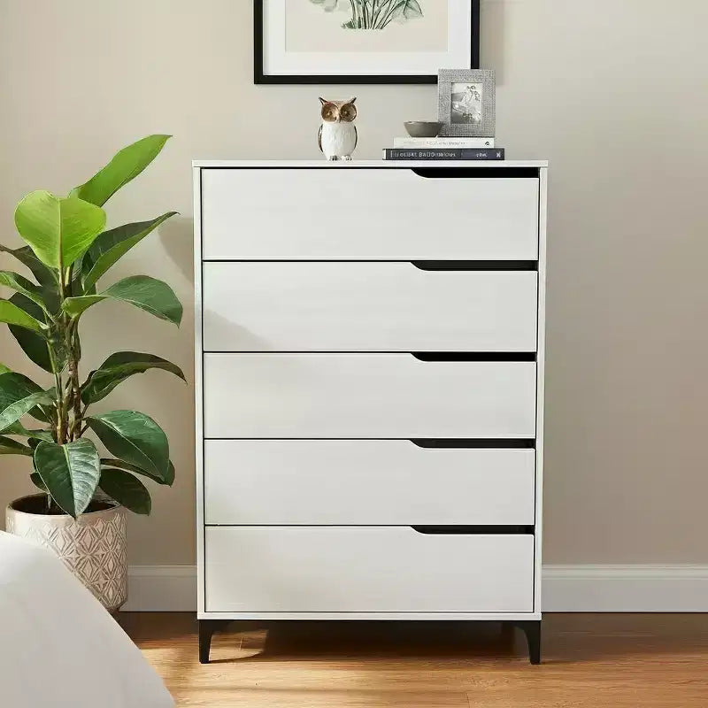 Commode 5 tiroirs Galano avec glissières métalliques 30,7 L 15,6 P 46,4 H