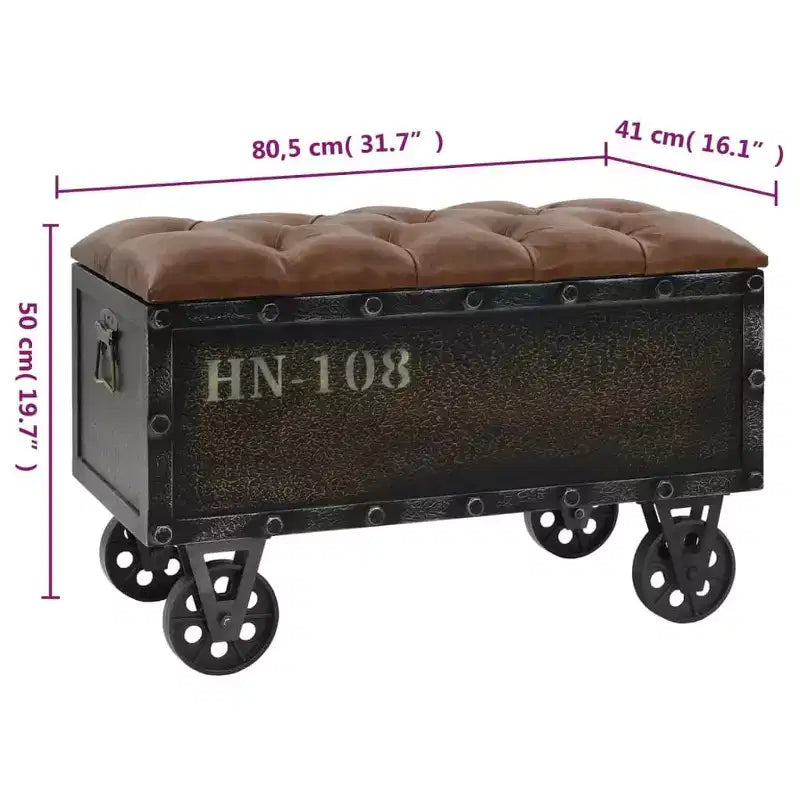 vidaXL Banc de rangement avec roulettes 80,5 cm Bois de sapin massif