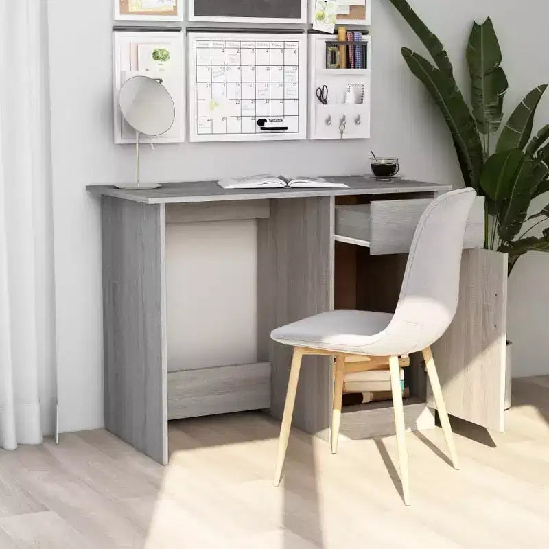 vidaXL Bureau Gris Sonoma Bois d'ingénierie Taille standard de bureau Bureau