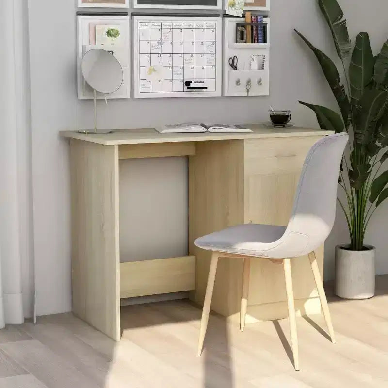 vidaXL Bureau Gris Sonoma Bois d'ingénierie Taille standard de bureau Bureau