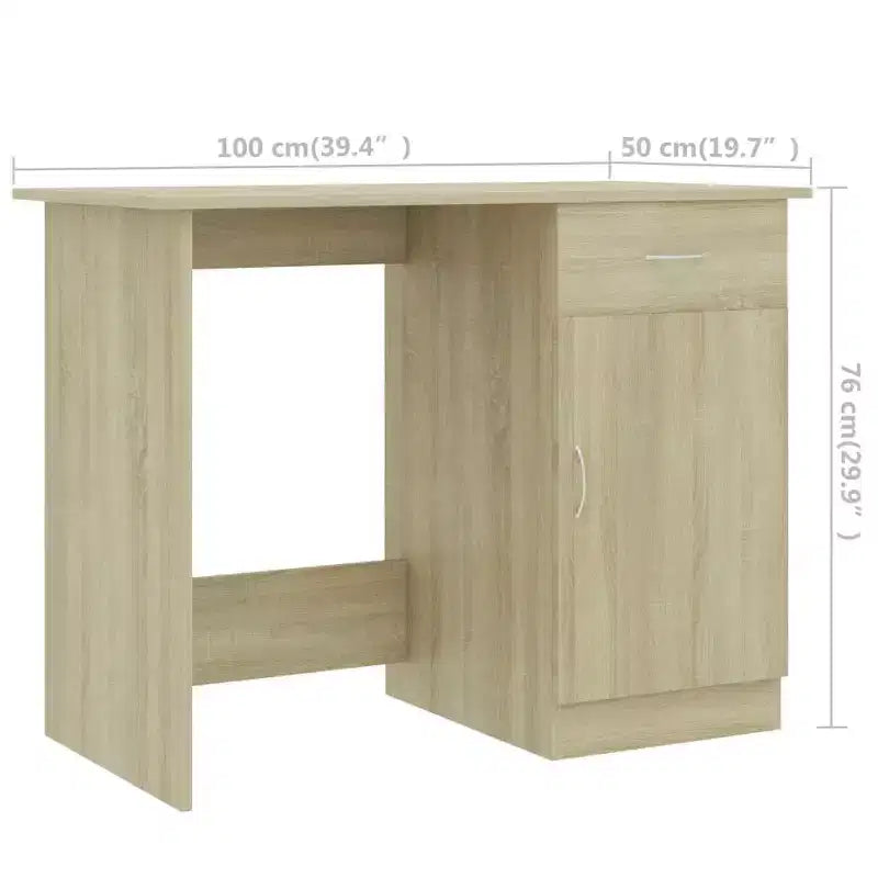 vidaXL Bureau Gris Sonoma Bois d'ingénierie Taille standard de bureau Bureau