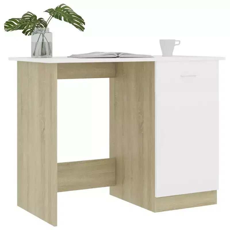 vidaXL Bureau Gris Sonoma Bois d'ingénierie Taille standard de bureau Bureau