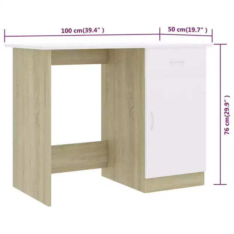 vidaXL Bureau Gris Sonoma Bois d'ingénierie Taille standard de bureau Bureau