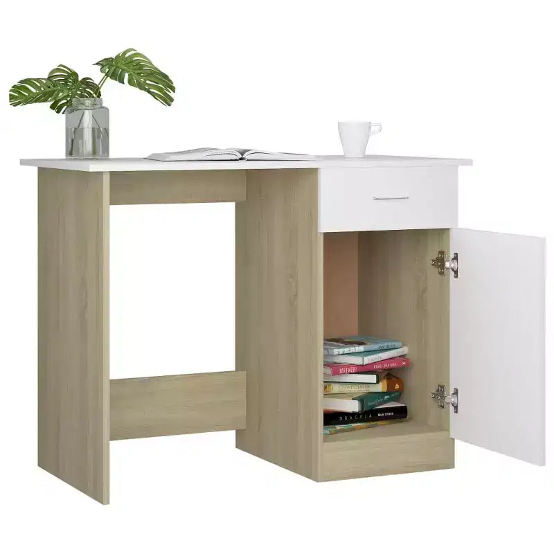 vidaXL Bureau Gris Sonoma Bois d'ingénierie Taille standard de bureau Bureau