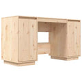 vidaXL Desk Natural Wood Solid Pine Wood Regular Desk Rectangular