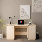 vidaXL Bureau Bois Naturel Bois de Pin Massif Bureau Droit Rectangulaire