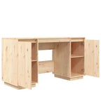 vidaXL Bureau Bois Naturel Bois de Pin Massif Bureau Droit Rectangulaire