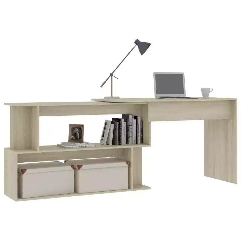 vidaXL Bureau Noir brillant Bois d'ingénierie Moyen Pivotant