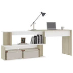vidaXL Bureau Noir brillant Bois d'ingénierie Moyen Pivotant
