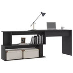 vidaXL Bureau Noir brillant Bois d'ingénierie Moyen Pivotant