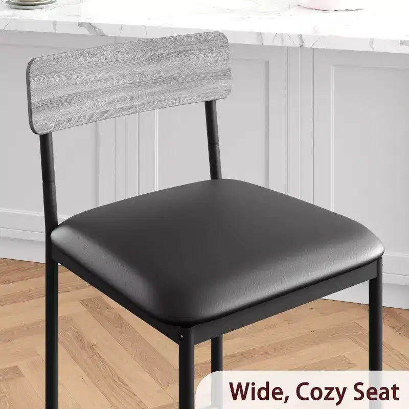 Tabourets de Bar Lot de 4, Tabourets de Bar en Cuir de 64,8 cm, Tabourets de Comptoir Modernes avec Dossier et Pieds en Métal, Chaises de Comptoir pour Îlot de Cuisine