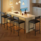 Tabourets de Bar Lot de 4, Tabourets de Bar en Cuir de 64,8 cm, Tabourets de Comptoir Modernes avec Dossier et Pieds en Métal, Chaises de Comptoir pour Îlot de Cuisine